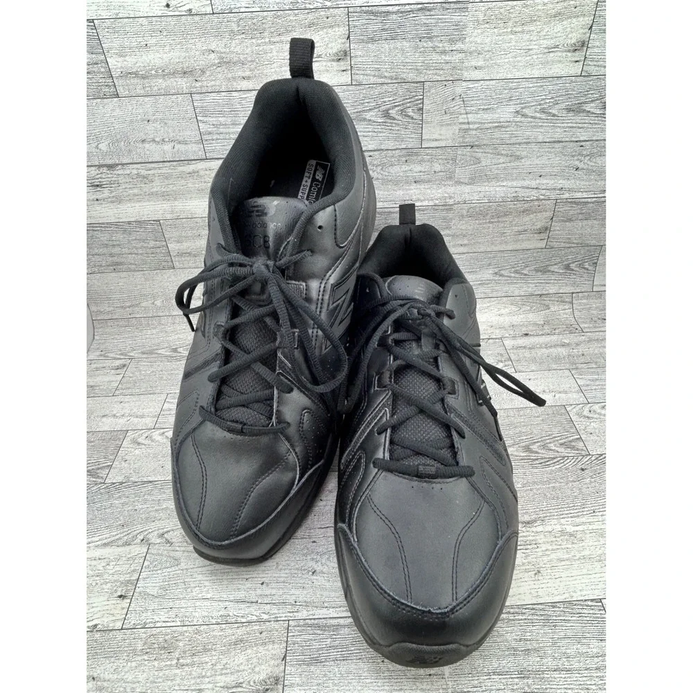 New Balance 608 V5 Men Sz 16 2E Wide Black Leather Slip Resistant Shoes MX608AB5